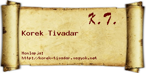 Korek Tivadar névjegykártya
